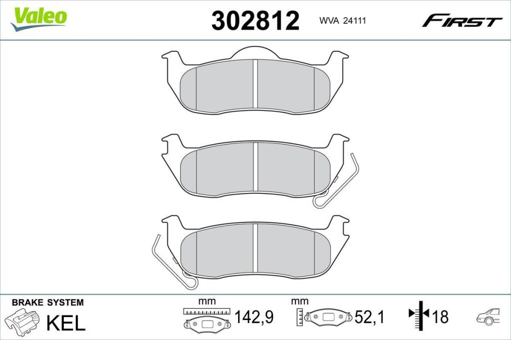 Jogo de 4 pastilhas de travão VALEO ref. 302812